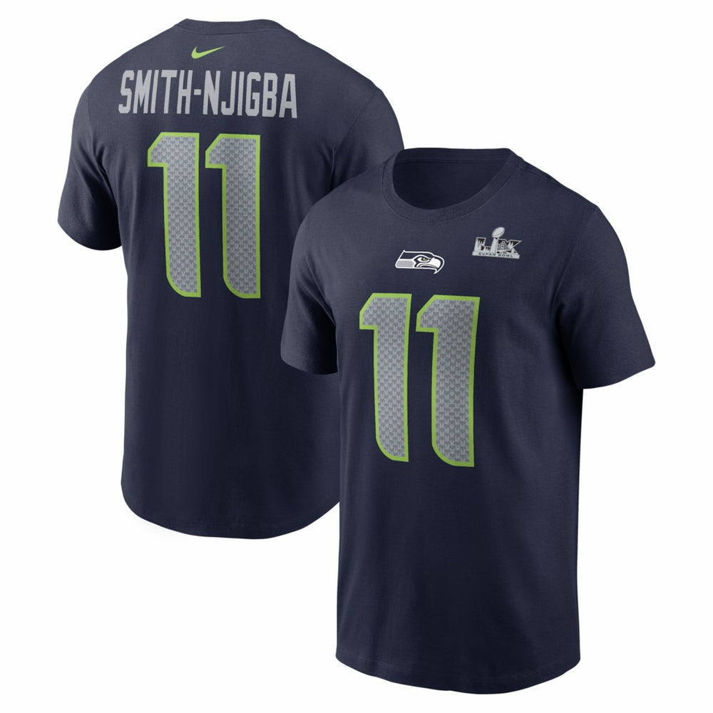 Nike Jaxon Smith-Njigba Seattle Seahawks Super Bowl LX Patch Name & Number T-Shirt College Navy