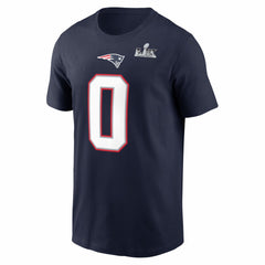 Nike Christian Gonzalez New England Patriots Super Bowl LX Patch Name & Number T-Shirt Navy