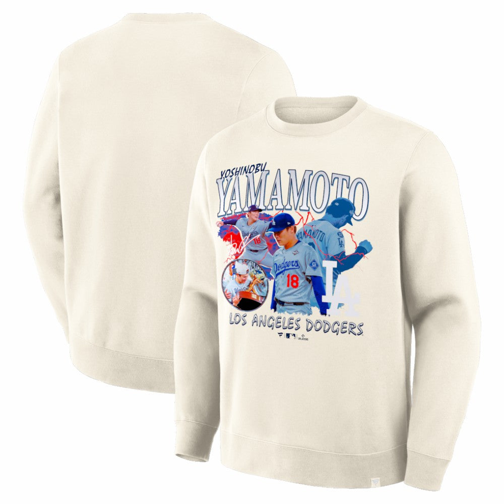 Yoshinobu Yamamoto Los Angeles Dodgers Fanatics Montage Legacy Sweatshirt - Cream - Fanatics Discount