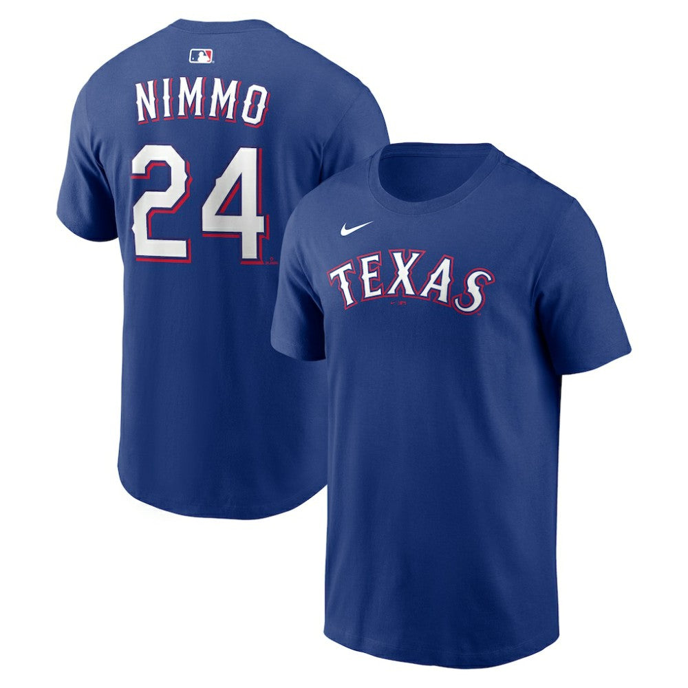 Brandon Nimmo Texas Rangers Nike Home Name & Number T-Shirt - Royal - Nike Lifestyle
