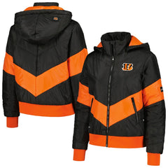 Cincinnati Bengals The Wild Collective Women's Puffer Full-Zip Hoodie Black