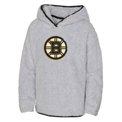 Boston Bruins Girls Youth Ultimate Teddy Fleece Pullover Hoodie - Heather Gray - NHL 200189122
