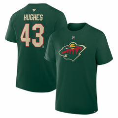 Quinn Hughes Minnesota Wild Fanatics Authentic Stack Name & Number T-Shirt - Green - NHL 2001893904