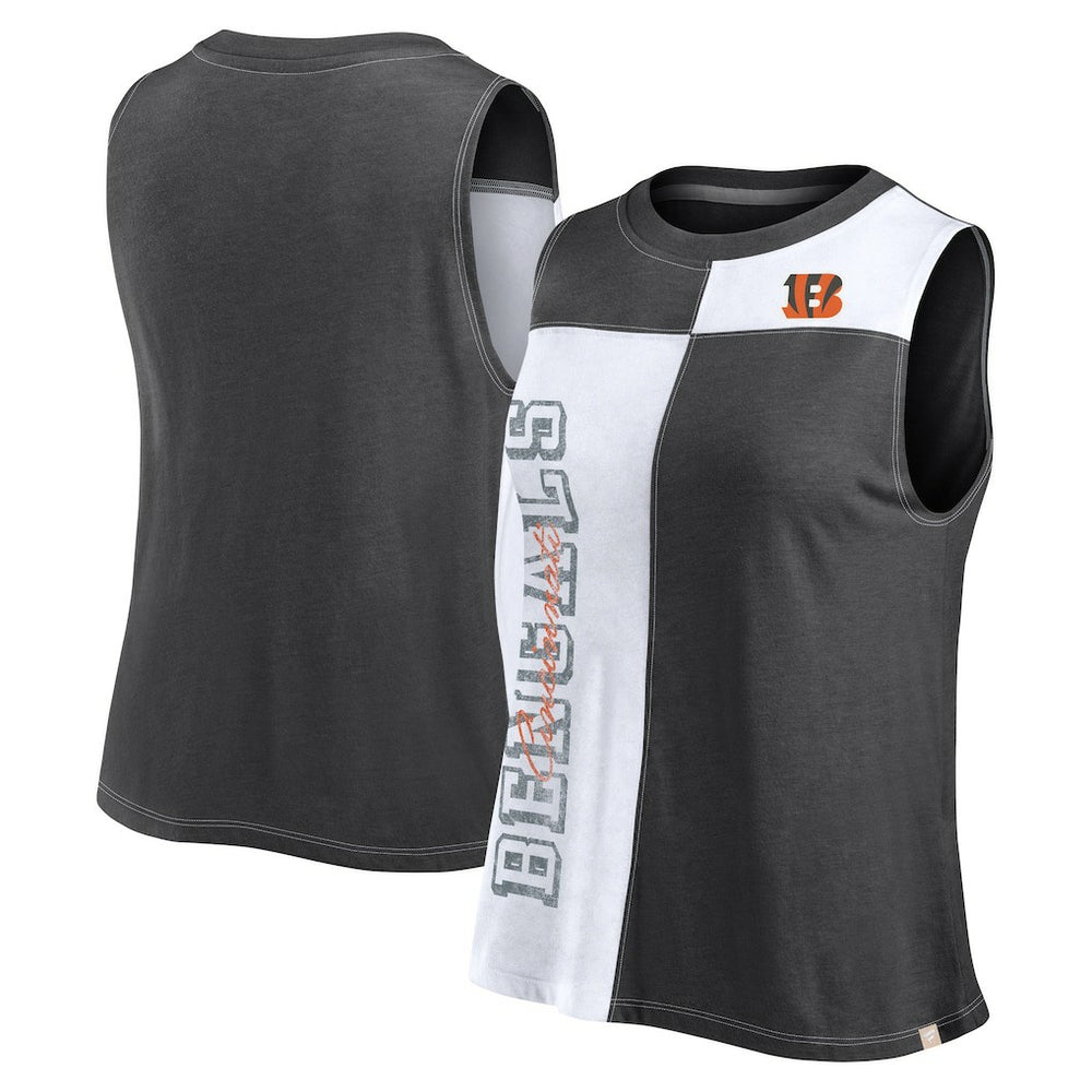 Fanatics Cincinnati Bengals FanaticsWomen's Script Color Block Tank Top Black/White