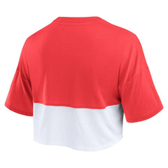 Fanatics Kansas City Chiefs Women's Boxy Color Split Cropped T-Shirt Red/White