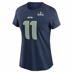 Nike Jaxon Smith-Njigba Seattle Seahawks Women's Super Bowl LX Patch Name & Number T-Shirt College Navy