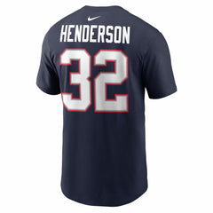 Nike TreVeyon Henderson New England Patriots Super Bowl LX Patch Name & Number T-Shirt Navy