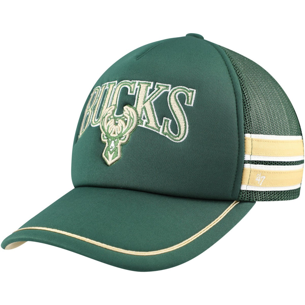 Milwaukee Bucks '47 Sidebrand Stripes Trucker Adjustable Hat Hunter Green | 47 brand
