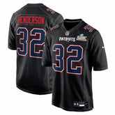 Nike TreVeyon Henderson New England Patriots Super Bowl LX Patch Carbon Fashion Game Jersey Black