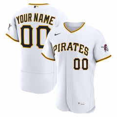 Pittsburgh Pirates Nike Home Authentic Custom Jersey - White - Nike on Sale