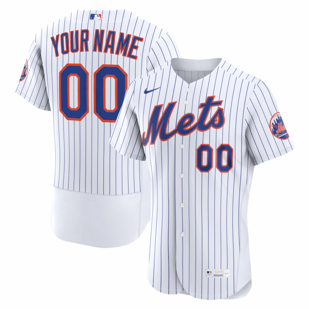 New York Mets Nike Home Authentic Custom Jersey - White - Nike Discount