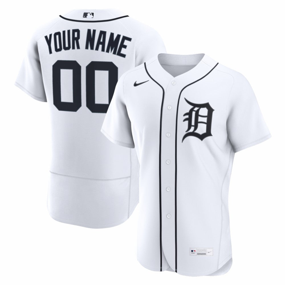 Detroit Tigers Nike Home Authentic Custom Jersey - White - Nike Discount