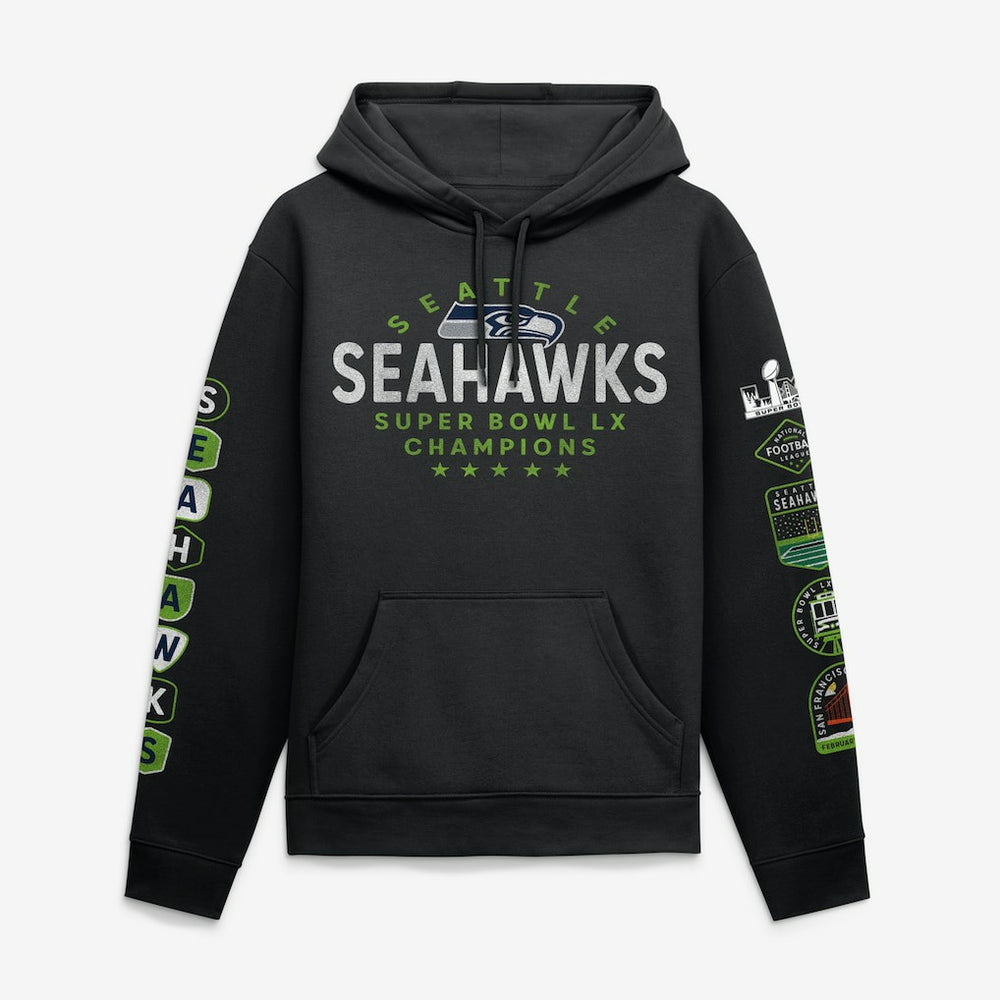 Fanatics Seattle Seahawks Super Bowl LX Champions Banner Year Hoodie Black