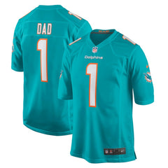 Nike Number 1 Dad Miami Dolphins Game Jersey Aqua