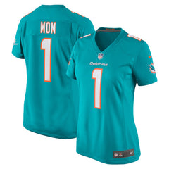 Nike Number 1 Mom Miami Dolphins Women's Game Jersey Aqua