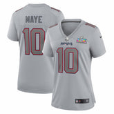 Nike Drake Maye New England Patriots Women's Super Bowl LX Patch Atmosphere Fashion Game Jersey Silver