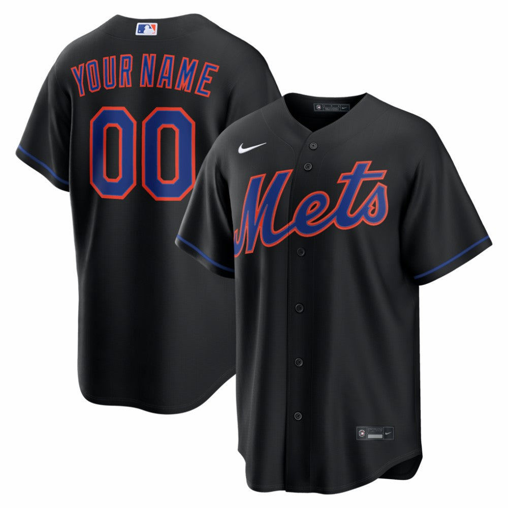 New York Mets Nike Alternate Replica Custom Jersey - Black - Nike Lifestyle