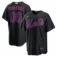 New York Mets Nike Alternate Replica Custom Jersey - Black - Nike Lifestyle