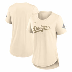 Los Angeles Dodgers Nike Women's 2026 Gold Collection Tri-Blend Wordmark T-Shirt - Natural - Nike Lifestyle