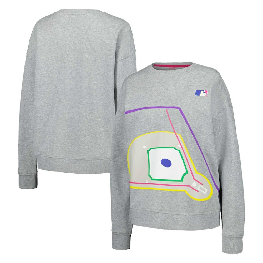 Terez MLB Women's Baseball Field Pullover Sweatshirt - Gray - MLB Sale