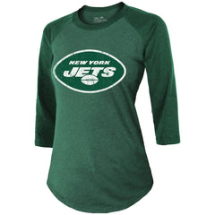 Ahmad Sauce Gardner New York Jets Majestic Threads Women's Player Name & Number Tri-Blend 3/4-Sleeve Fitted T-Shirt Green