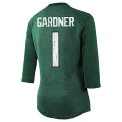 Ahmad Sauce Gardner New York Jets Majestic Threads Women's Player Name & Number Tri-Blend 3/4-Sleeve Fitted T-Shirt Green