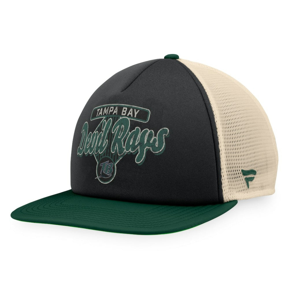 Tampa Bay Rays Fanatics Cooperstown Collection Talley Foam Trucker Snapback Hat - Black/Green - Fanatics on Sale