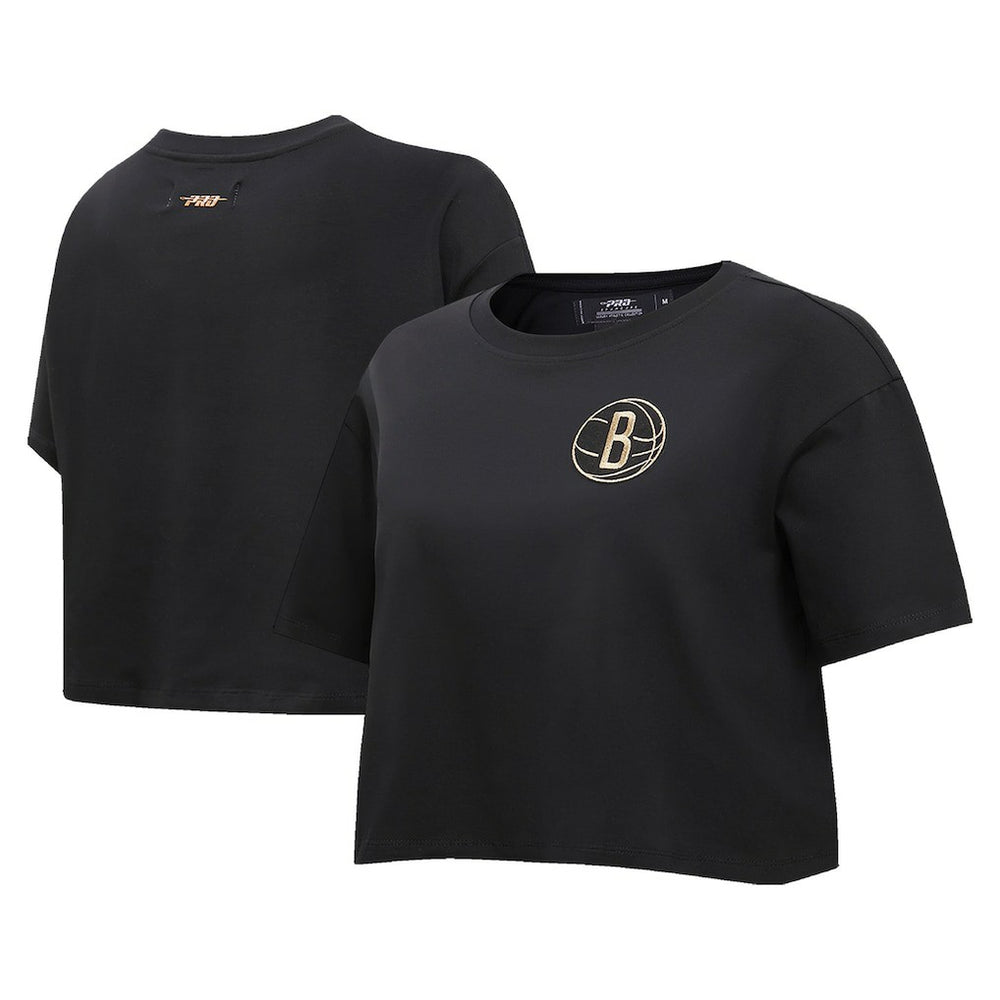 Brooklyn Nets Pro Standard Women's Holiday Glam Boxy T-Shirt Black