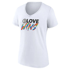 Fanatics Pittsburgh Steelers Women's Love Wins V-Neck T-Shirt White