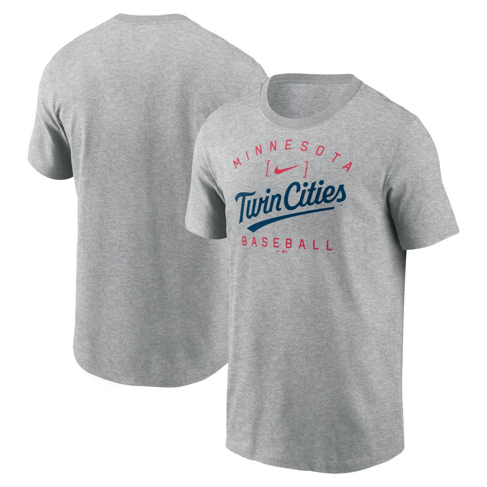 Minnesota Twins Nike Home Team Athletic Arch T-Shirt - Heather Gray - Nike Sale