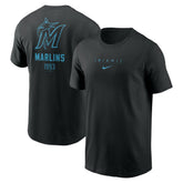 Miami Marlins Nike Large Logo Back Stack T-Shirt - Black - Nike Discount