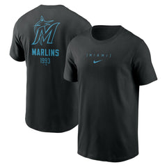 Miami Marlins Nike Large Logo Back Stack T-Shirt - Black - Nike Discount