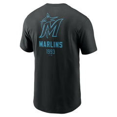 Miami Marlins Nike Large Logo Back Stack T-Shirt - Black - Nike Discount