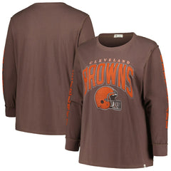 47 brand Cleveland Browns '47 Women's Plus Size Honey Cat SOA Long Sleeve T-Shirt Brown