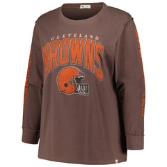 47 brand Cleveland Browns '47 Women's Plus Size Honey Cat SOA Long Sleeve T-Shirt Brown