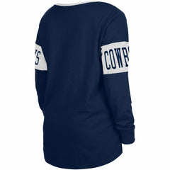 Dallas Cowboys New Era Women's Lace-Up Notch Neck Long Sleeve T-Shirt Navy