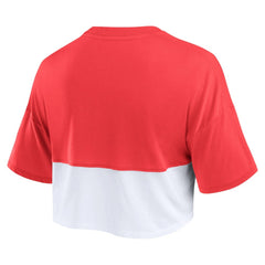 Philadelphia Phillies Fanatics Women's Color Split Boxy Cropped T-Shirt - Heather Red/White - Fanatics Sale