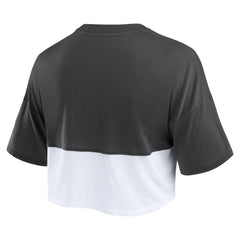 San Francisco Giants Fanatics Women's Color Split Boxy Cropped T-Shirt - Heather Black/White - Fanatics Sale