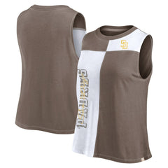 San Diego Padres Fanatics Women's Color-Block Tank Top - Brown/White - Fanatics on Sale