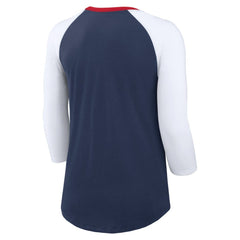 Atlanta Braves Nike Women's Knockout Arch 3/4-Sleeve Raglan Tri-Blend T-Shirt - Navy/White - Nike Lifestyle