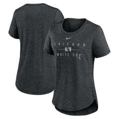 Chicago White Sox Nike Women's Knockout Team Stack Tri-Blend T-Shirt - Heather Black - Nike Sale