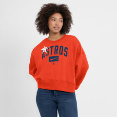 Houston Astros Nike Women's Oversized Cropped Pullover Sweatshirt - Orange - Nike Lifestyle