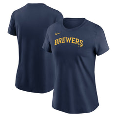 Milwaukee Brewers Nike Women's Wordmark T-Shirt - Navy - Nike on Sale