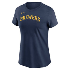 Milwaukee Brewers Nike Women's Wordmark T-Shirt - Navy - Nike on Sale