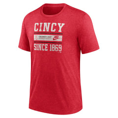 Cincinnati Reds Nike Cooperstown Collection Local Stack Tri-Blend T-Shirt - Heather Red - Nike Online