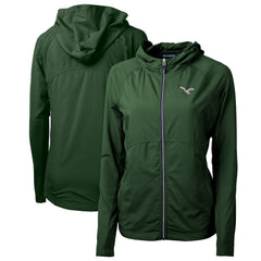 Philadelphia Eagles Cutter & Buck Women's Gridiron Classics Logo Adapt Eco Knit Hybrid Recycled Full-Zip Hoodie Hunter Green