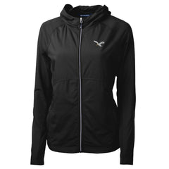 Philadelphia Eagles Cutter & Buck Women's Gridiron Classics Logo Adapt Eco Knit Hybrid Recycled Full-Zip Hoodie Black