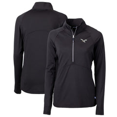 Philadelphia Eagles Cutter & Buck Women's Gridiron Classics Logo Adapt Eco Knit Stretch Recycled Half-Zip Pullover Top Black