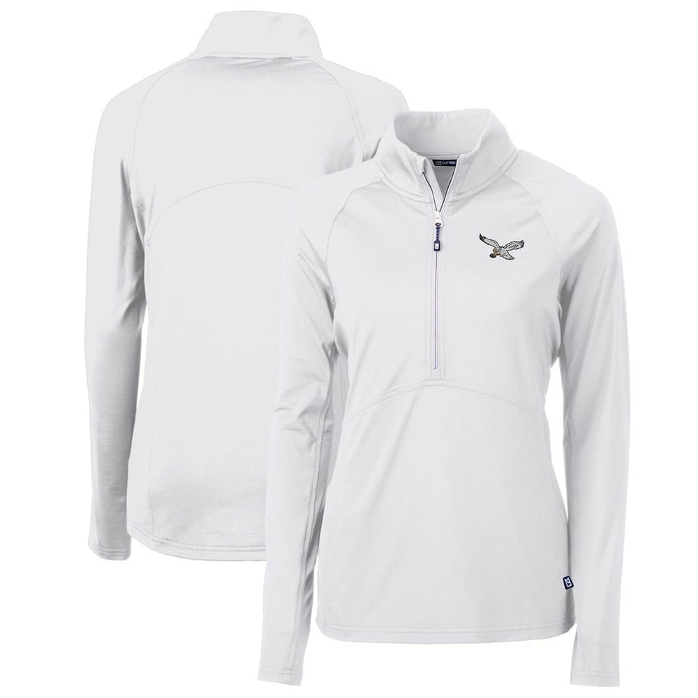 Philadelphia Eagles Cutter & Buck Women's Gridiron Classics Logo Adapt Eco Knit Stretch Recycled Half-Zip Pullover Top White