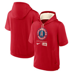 Los Angeles Angels Nike City Connect Color Block Short Sleeve Pullover Hoodie - Red - Nike on Sale